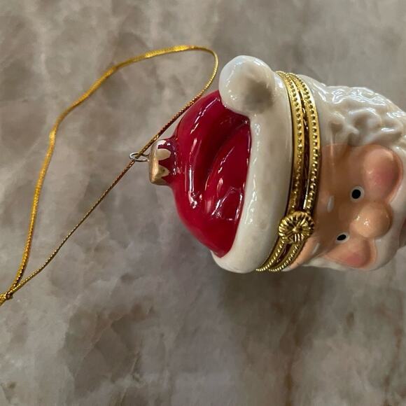 Santa Claus ceramic trinket box Christmas ornament - Picture 6 of 11